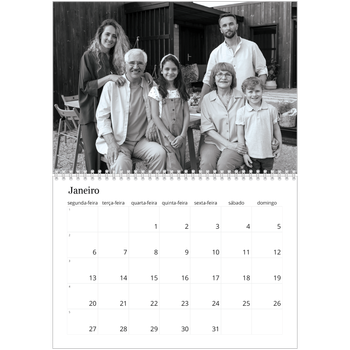 Calendário fotográfico duplo A4 — Foco