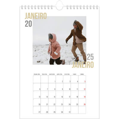 Calendário fotográfico A4 — Tipo de casal [Janeiro]
