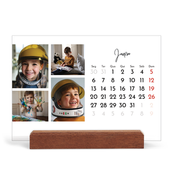 Calendário de mesa com suporte em madeira - horizontal — Arranjos fotográficos