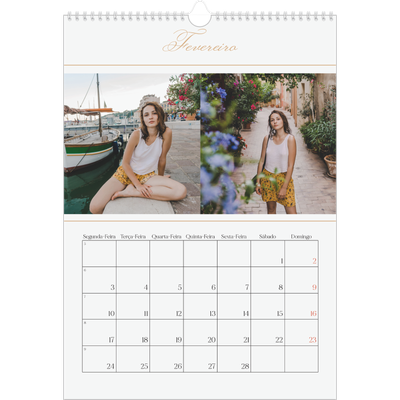 Calendário A3 — Faixa de script dourada [Fevereiro]