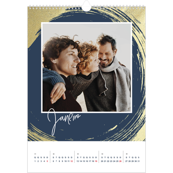 Calendário fotográfico A3 — Fundos com pincel dourado