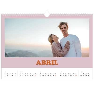 Calendário A3 Horizontal — Molduras retro [Abril]