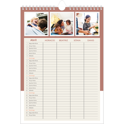 Agenda familiar A4 — Molduras terrosas Planner - Família de 4 [Abril]