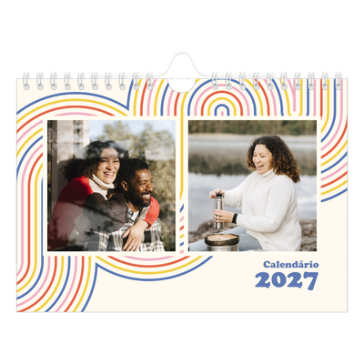 Calendário A5 horizontal — Linhas retro [capa]