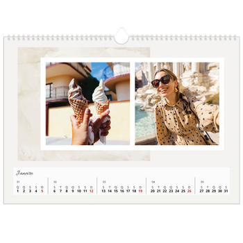Calendário fotográfico horizontal A3 — Tons mudos