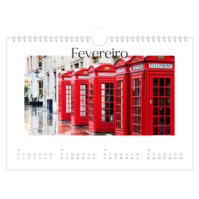 Calendário A4 horizontal — O meu diário de viagem [Fevereiro]