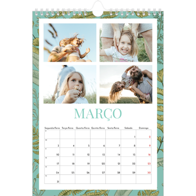 Calendário fotográfico A4 — Papéis de parede florais [Março]