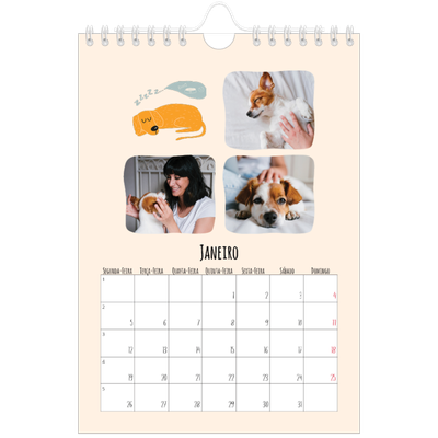 Calendário A5 — Patas de cão e garatujas [Janeiro]