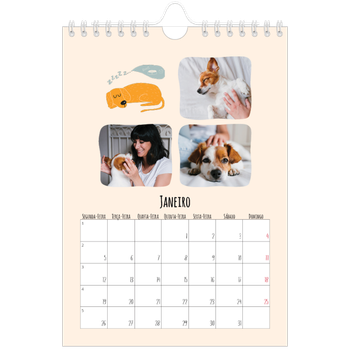 Calendário A5 — Patas de cão e garatujas