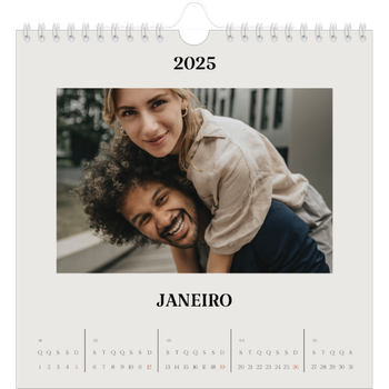 Calendário fotográfico quadrado — Marfim simples