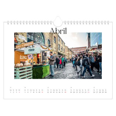 Calendário A4 horizontal — O meu diário de viagem [Abril]