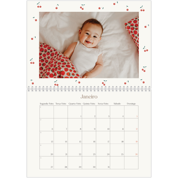 Calendário fotográfico duplo A4 — Felicidade de cereja