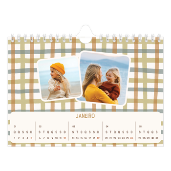 Calendário de Fotografias A5 Paisagem — Padrões retro