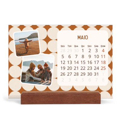 Calendário de mesa com suporte em madeira - horizontal  — Padrões retro [capa]