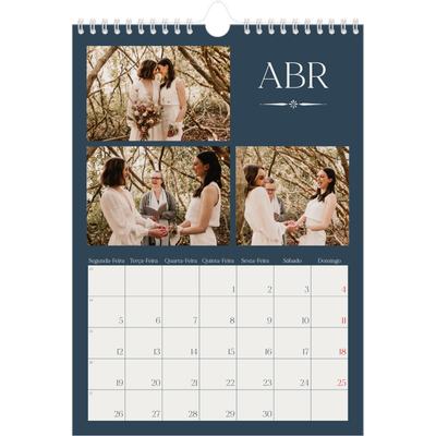 Calendário fotográfico A4 — Ardósia e serifas [Abril]