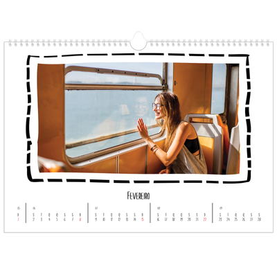 Calendário A3 Horizontal — Momentos de álbum de recortes [Fevereiro]