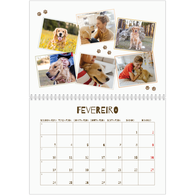 Calendário A4 duplo — Cãozinho brincalhão [Fevereiro]