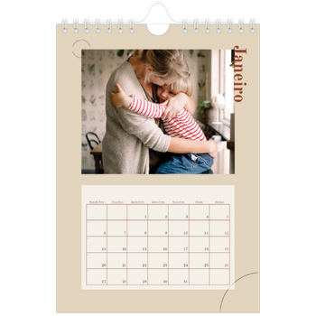Calendário A5 — Texto assimétrico
