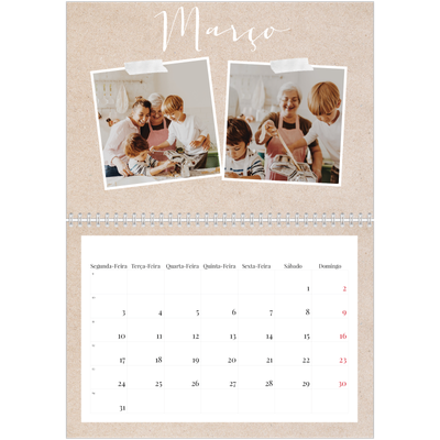 Calendário A4 duplo — Calendário de livros de recortes [Março]
