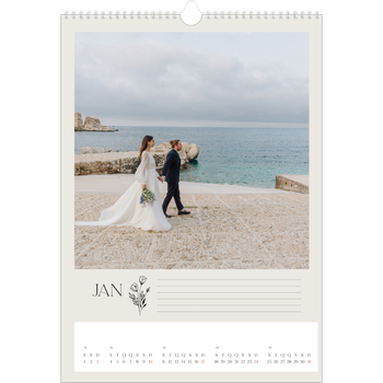 Calendário fotográfico A3 — Iniciais em flor