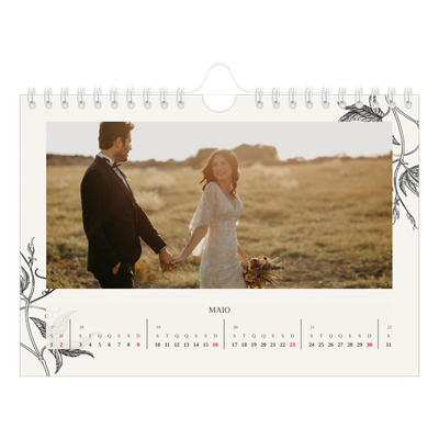 Calendário A5 horizontal — Tinta e hera [Maio]