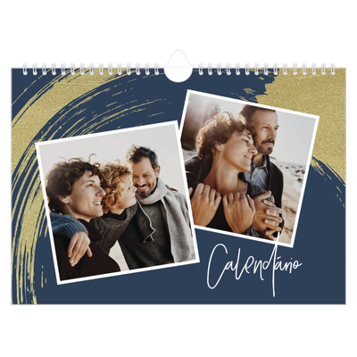 Calendário A4 horizontal — Fundos com pincel dourado [capa]
