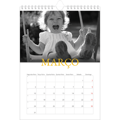 Calendário fotográfico A4 — Estilo Heritage [Março]