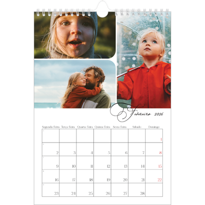 Calendário fotográfico A4 — Instantâneos e escrita [Fevereiro]