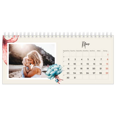 Calendários de mesa — Flores pintadas [Março]
