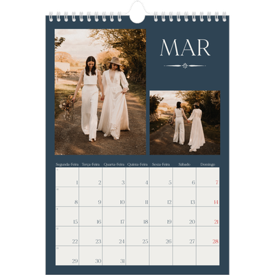 Calendário fotográfico A4 — Ardósia e serifas [Março]