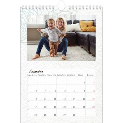 Calendário fotográfico A4 — Embrulho floral [Fevereiro]