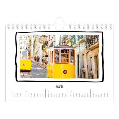 Calendário A5 horizontal — Momentos de álbum de recortes [Janeiro]