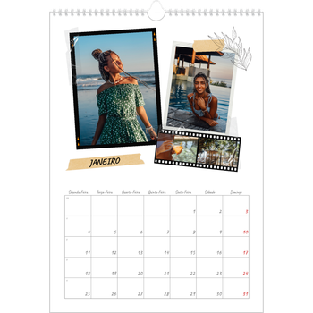 Calendário fotográfico A3 — Estilo de álbum de recortes