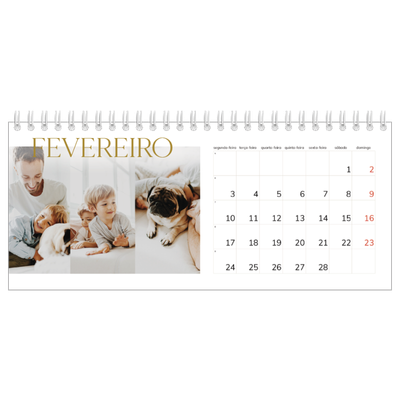Calendários de mesa — Texto dourado grande [Fevereiro]