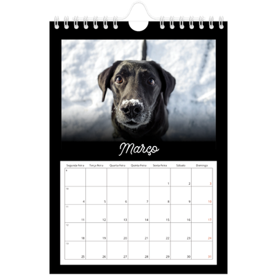 Calendário A5 — Preto mínimo [Março]