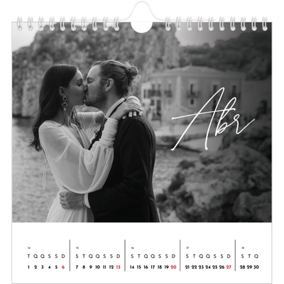 Calendário quadrado — Escrita elegante [Abril]