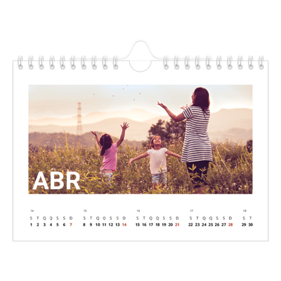 Calendário A5 horizontal — Mês grande [Abril]