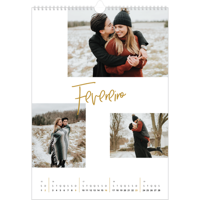 Calendário A3 — Marcador dourado [Fevereiro]