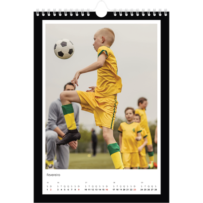 Calendário fotográfico A4 — Moldura preta [Fevereiro]