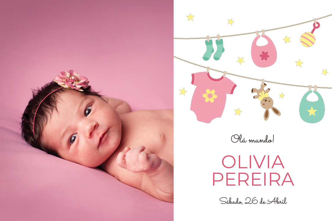 Convites — Roupas de bebé cor-de-rosa