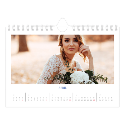 Calendário A5 horizontal — Clássico cobalto [Abril]