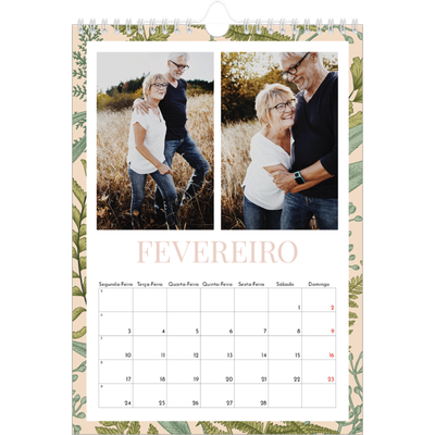 Calendário fotográfico A4 — Papéis de parede florais [Fevereiro]