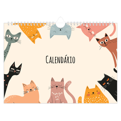Calendário A4 horizontal — Patas de gato e rabiscos [capa]