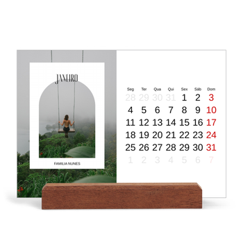 Calendário de mesa com suporte em madeira - horizontal — O arco aberto