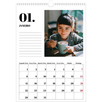 Calendário fotográfico A3 — Serif e momentos