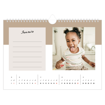 Calendário A4 horizontal — Calendário da lista [Fevereiro]