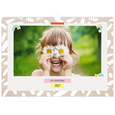 Calendário de família horizontal A3 — Planificador Rústico - Familia de 4 [capa]
