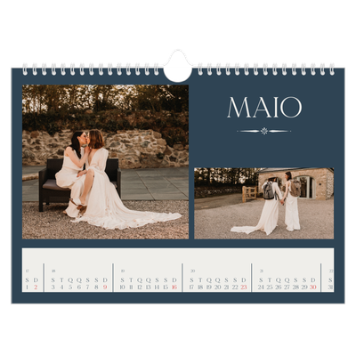 Calendário A4 horizontal — Ardósia e serifas [Maio]
