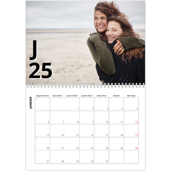 Calendário fotográfico duplo A4 — Estilo de carta
