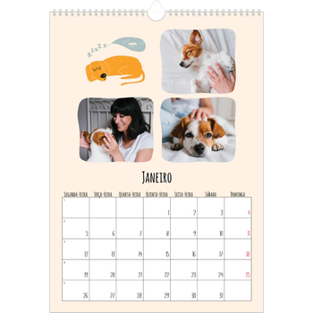 Calendário fotográfico A3 — Patas de cão e garatujas